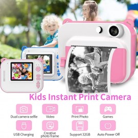 Children's Instant Print Camera 32G With Thermal Printer Kids Digital Photo Camera Girl's Toy Child Camera Video Boy's Birthday Christmas Gift
