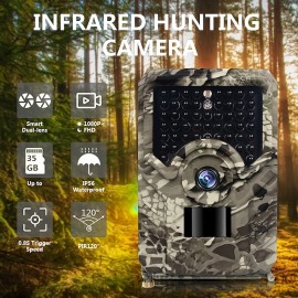 1080P 20MP Tracking Camera Hunting Camera With 120 PIR Sensor 0.3 Trigger Time Tracking Game Camera IP56 Waterproof Used For Wildlife Monitoring
