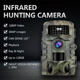 Outdoor Hunting Camera 2.7K HD 2.0 Inch Screen Wide-angle IP66 Waterproof Camera With Infrared Night Vision Used For Animal Monitoring And Garden Guarding (Battery Not Included)
