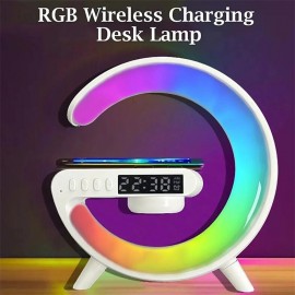 Large G Lamp Smart Light Bluetooth Speaker Music Rhythm Pickup Clock Alarm Clock APP Control Wireless Charger Atmosphere Lights
