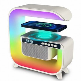 Big G3 Bluetooth Speaker Clock Display 15W Wireless Charging Desktop Home Decor Colorful Atmosphere Light Creative Gift for Child
