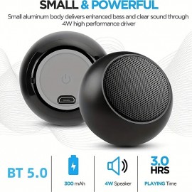 Mini Portable BT 5.0 Speaker  360 HD Surround Sound & Enhanced Stereo Bass  Small & Loud Wireless Speaker  TWS Pairing  Metal Casing
