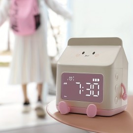 Milk box alarm clock for children's sleep training creative electronic clock silent bedside wake-up alarm clock countdown function
