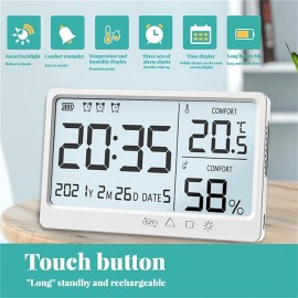 LCD Large Screen Electronic Temperature Humidity Meter High Precisions Electronic Temperature Hygrometer Alarm Clock MY-13
