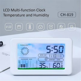 LCD Multi-function Weather Temperature And Humidity Electronic Clock Wall-mounted Household Large-screen Digital Calendar Shipment Without Battery
