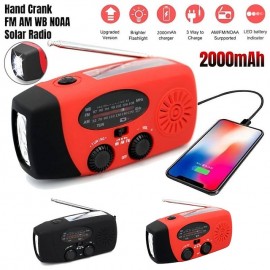 Multifunctional Hand Radio Solar Crank Dynamo Powered AM/FM/NOAA Weather Radio Use Emergency LED Flashlight and Power Bank
