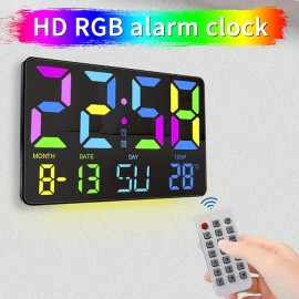 Color Large Font Alarm Clock LED Clock Bedside Clock Large Screen Electronic Clock Wall Clock
